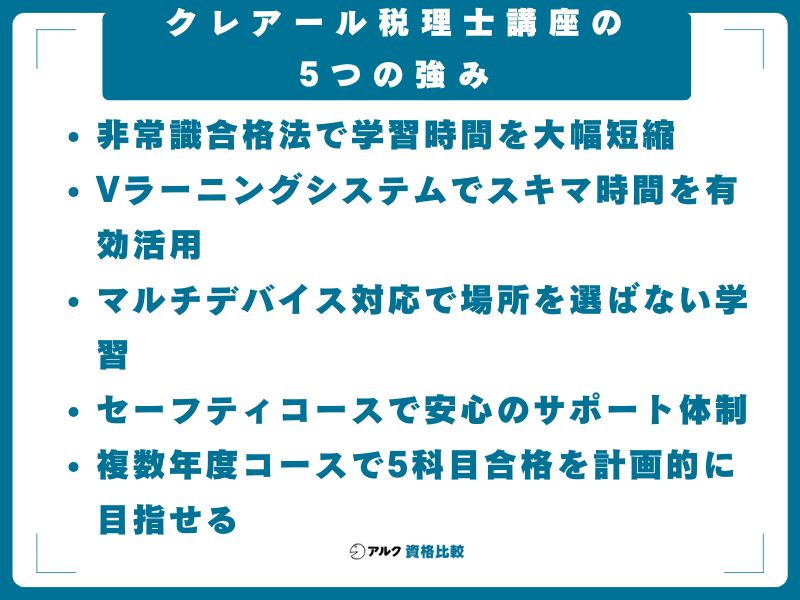 クレアール税理士講座の5つの強み