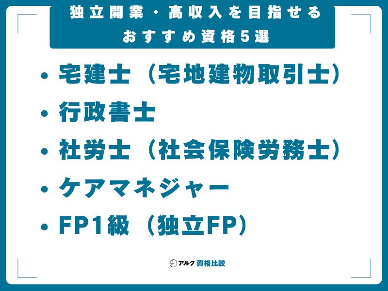 独立開業・高収入を目指せるおすすめ資格5選