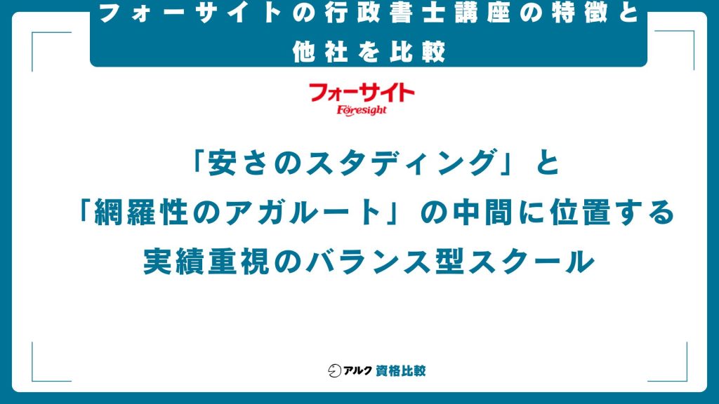 フォーサイトの行政書士講座の特徴と他社を比較