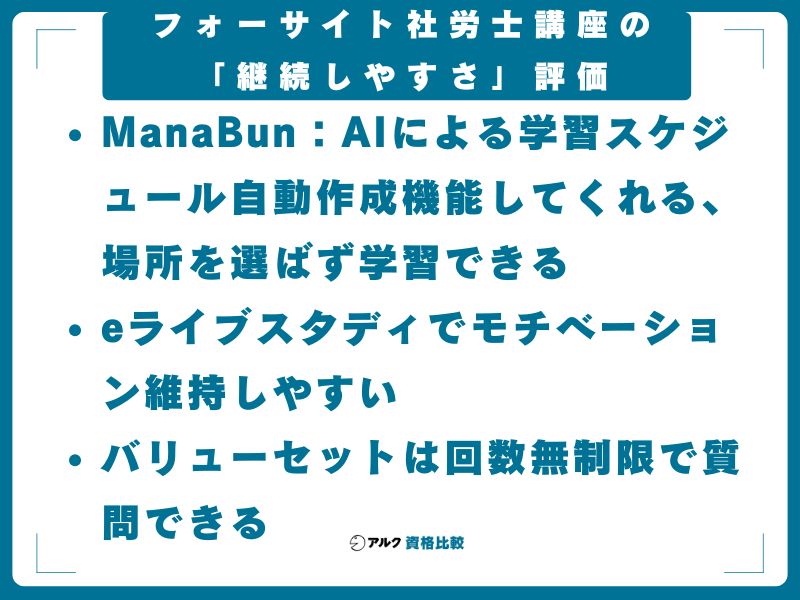 【独自視点】フォーサイト社労士講座の「継続しやすさ」評価
