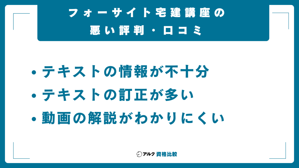 フォーサイト宅建講座の悪い評判・口コミ
