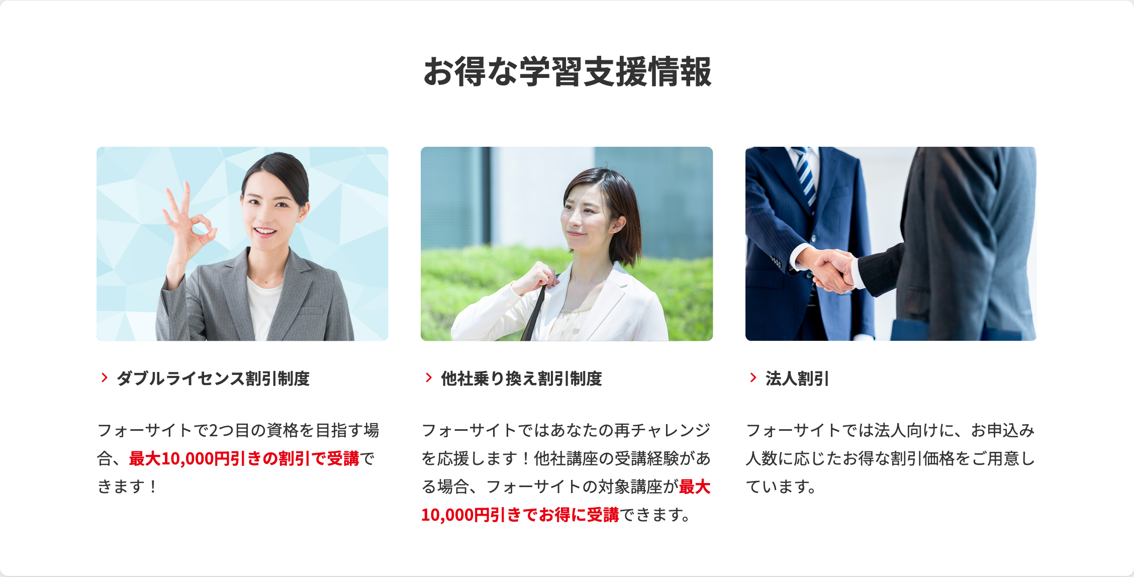 フォーサイト 宅建講座 ダブルライセンス割引制度と他社乗り換え割引制度