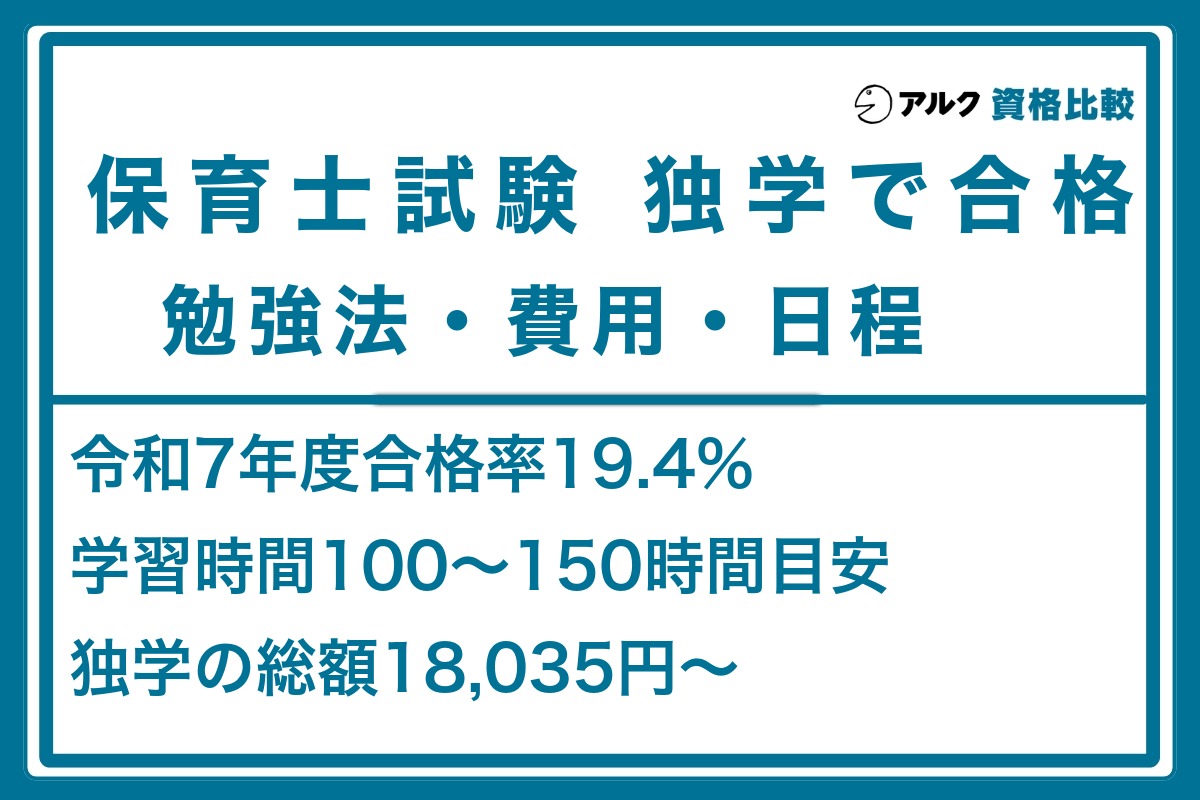 保育士試験の独学　令和7年度合格率19.4%・学習時間100〜150時間・独学の総額18,035円〜