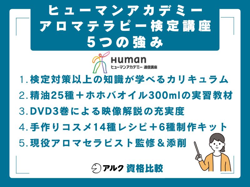 ヒューマンアカデミーアロマテラピー検定講座の5つの強み