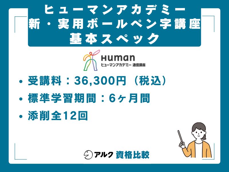 ヒューマンアカデミー新・実用ボールペン字講座とは？基本スペック