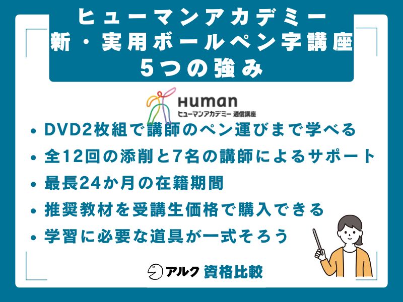 ヒューマンアカデミー新・実用ボールペン字講座が選ばれる5つの強み