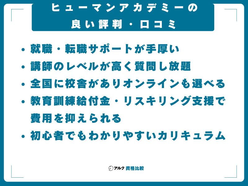 ヒューマンアカデミーの良い評判・口コミ
