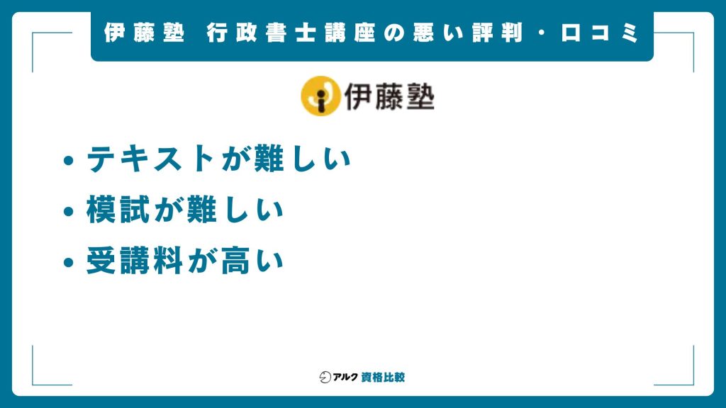 伊藤塾の行政書士講座の悪い評判・口コミ