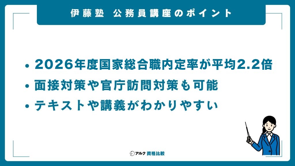 伊藤塾の公務員講座の概要 2026年度国家総合職内定率が平均2.2倍