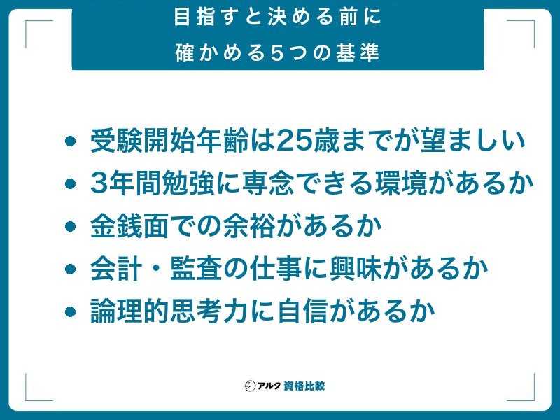 目指すと決める前に確かめる5つの基準