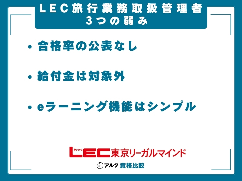 LEC 旅行管理 弱み