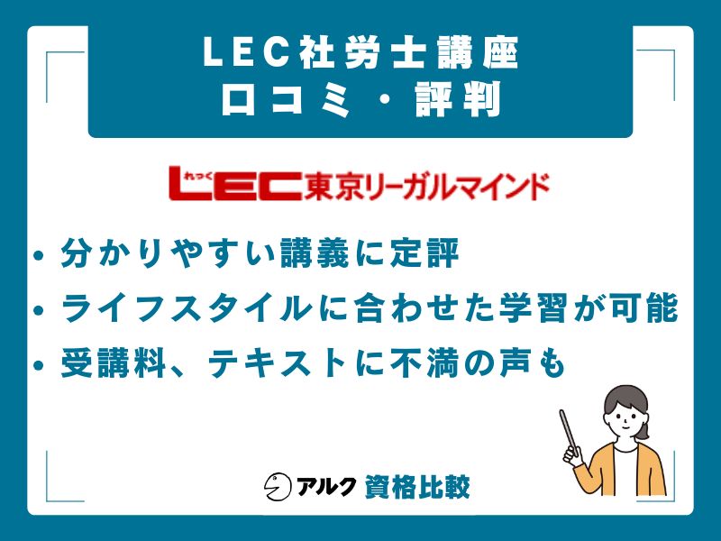 LEC社労士講座の口コミ・評判