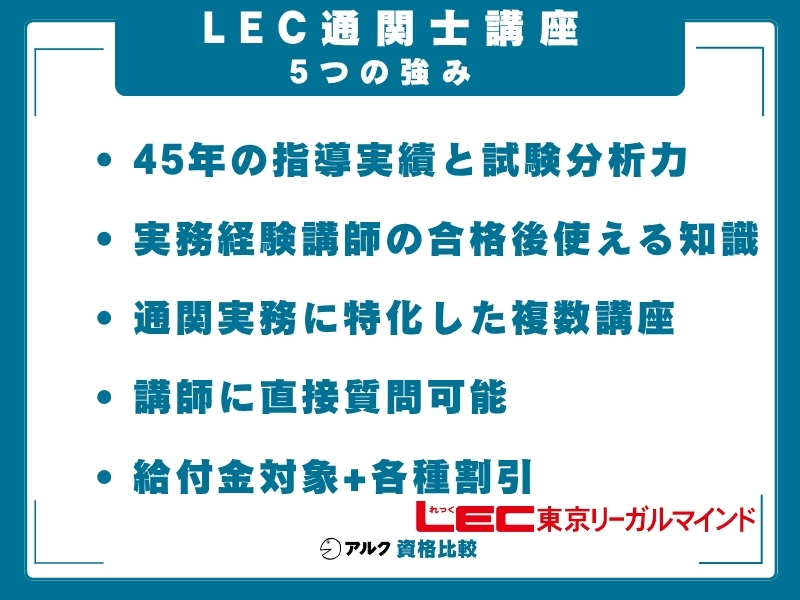 LEC 通関士講座 強み