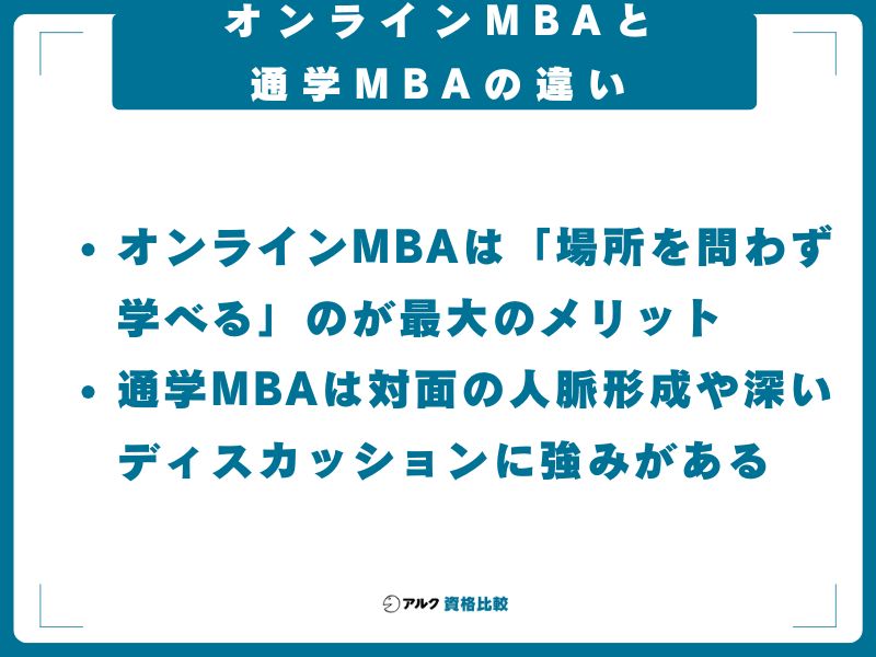 オンラインMBAと通学MBAの違い