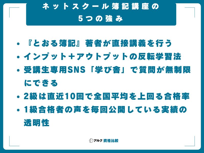 ネットスクール簿記講座の5つの強み
