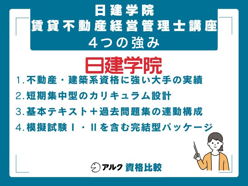 日建学院 賃貸不動産経営管理士講座の4つの強み