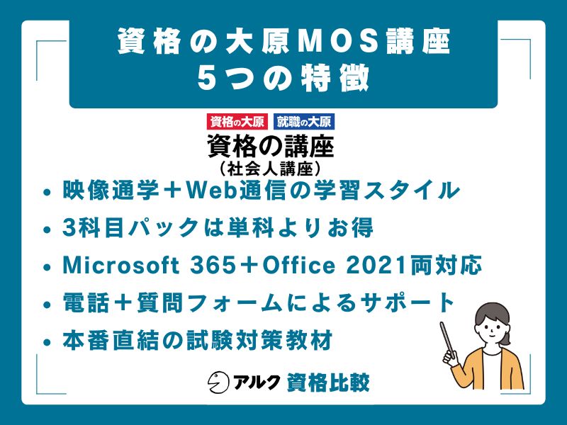 資格の大原 MOS講座の5つの特徴