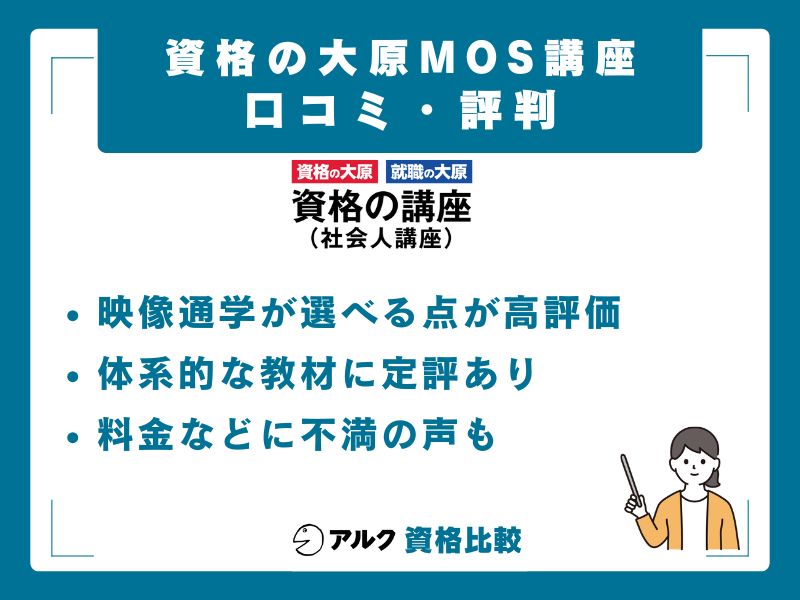 資格の大原 MOS講座の口コミ・評判