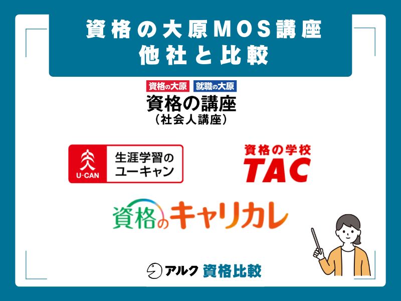 資格の大原 vs ユーキャン vs キャリカレ vs TAC｜MOS通信講座4社比較
