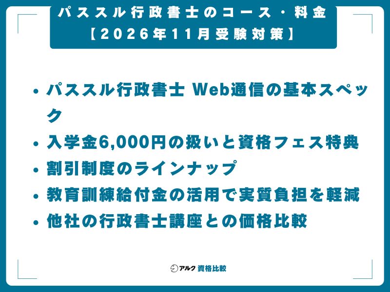 パススル行政書士のコース・料金【2026年11月受験対策】