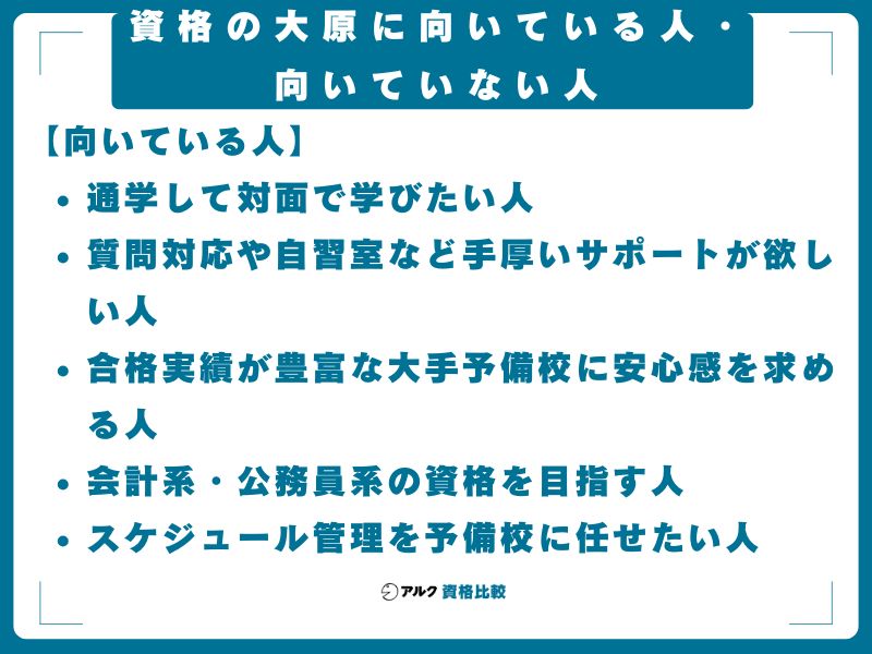 資格の大原に向いている人・向いていない人