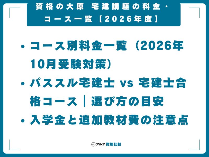 資格の大原 宅建講座の料金・コース一覧【2026年度】