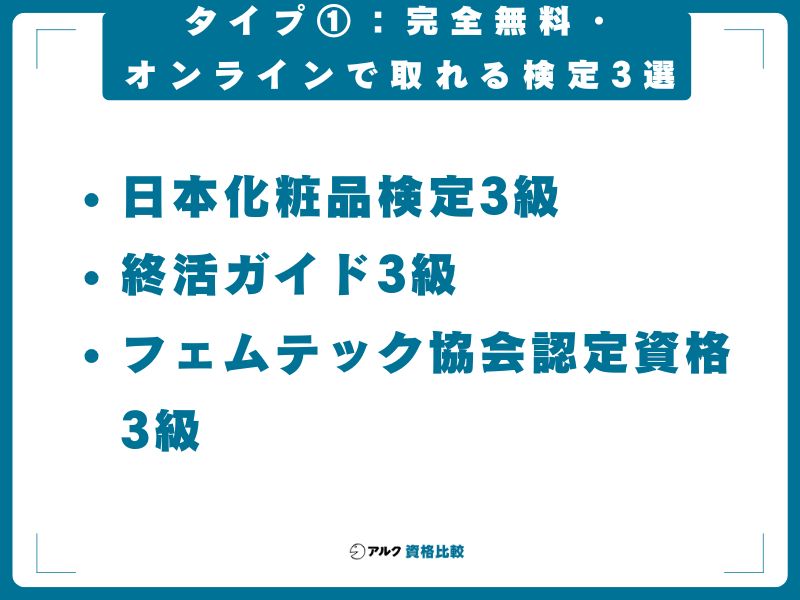 タイプ①：完全無料・オンラインで取れる検定3選