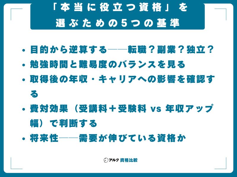 「本当に役立つ資格」を選ぶための5つの基準