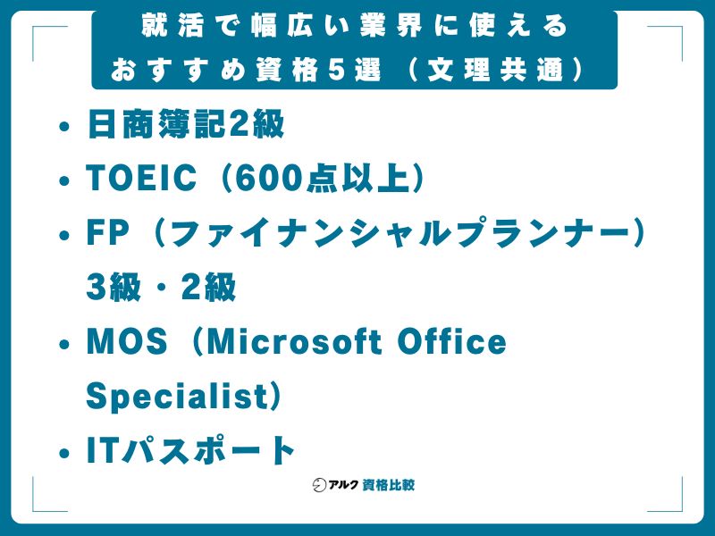 就活で幅広い業界に使えるおすすめ資格5選（文理共通）