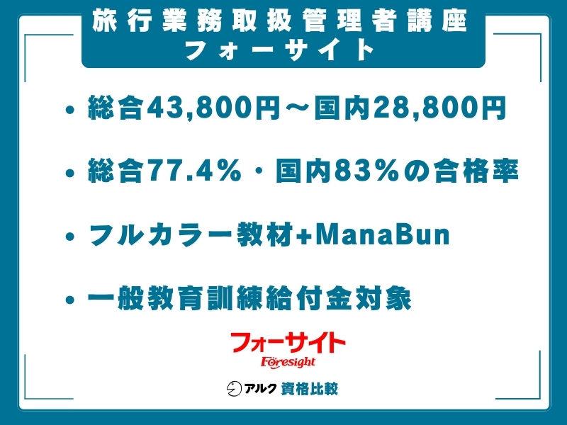 旅行業務取扱管理者 通信講座 フォーサイト