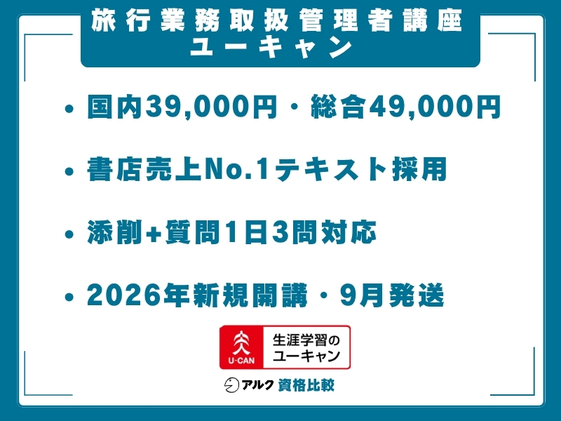 旅行業務取扱管理者 通信講座 ユーキャン