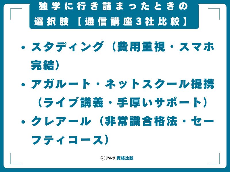独学に行き詰まったときの選択肢【通信講座3社比較】