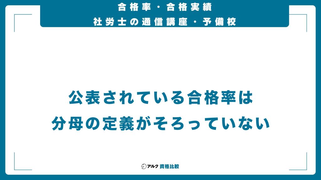 社労士の通信講座を合格率・合格実績で比較。公表されている合格率は分母の定義がそろっていない