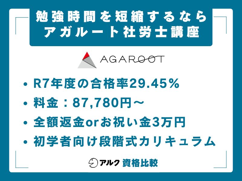 社労士 勉強時間の短縮はアガルート