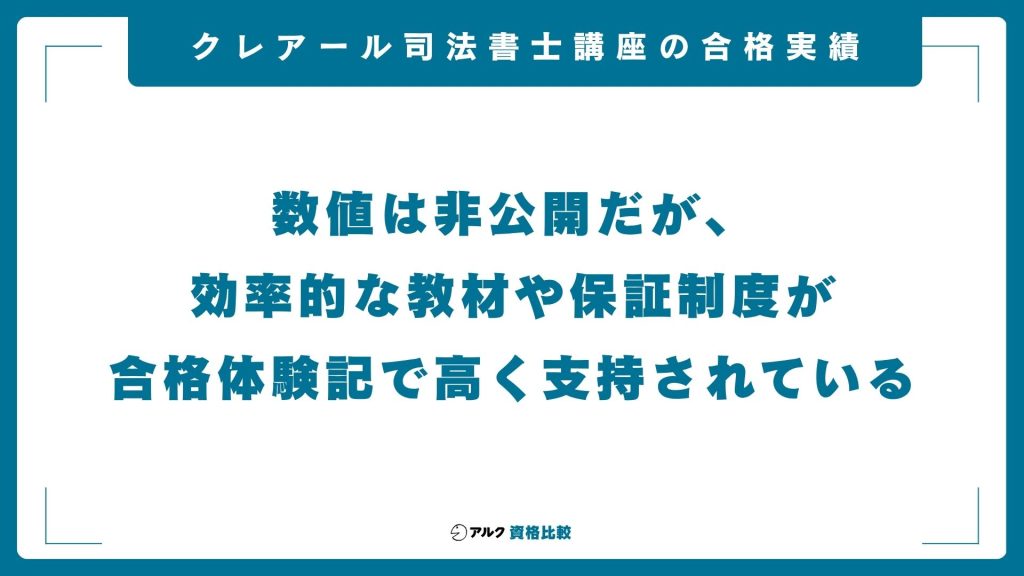 クレアール司法書士講座の合格実績