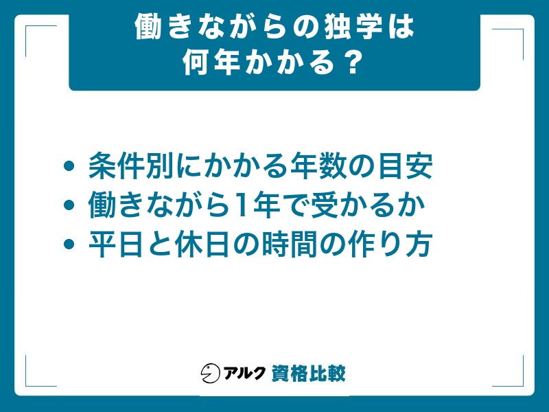 働きながら司法書士の独学は何年かかるか。条件別の年数の目安・1年で受かるか・平日と休日の時間の作り方