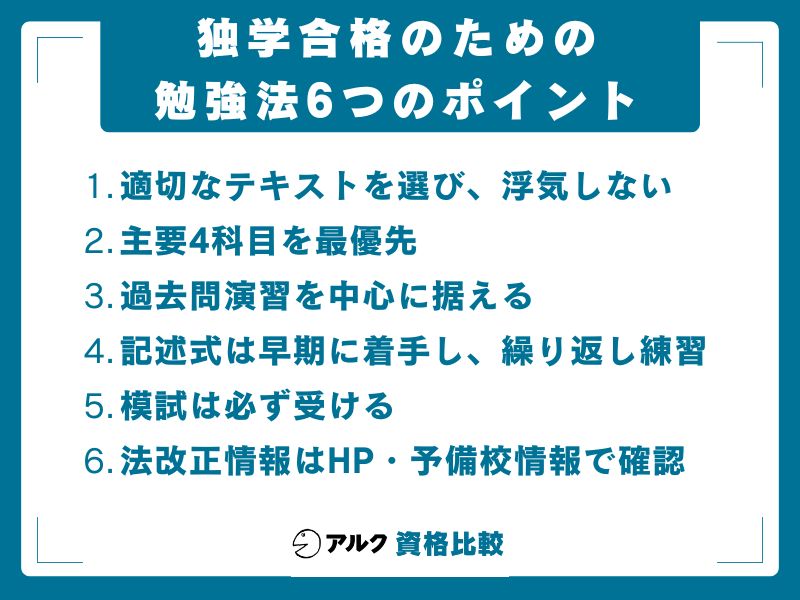 独学合格 勉強法 6つ ポイント