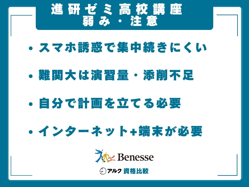 進研ゼミ高校講座の気になる口コミの要点をまとめた図
