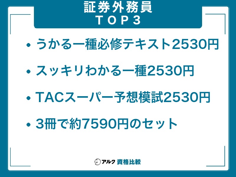 証券外務員 独学 テキストTOP3