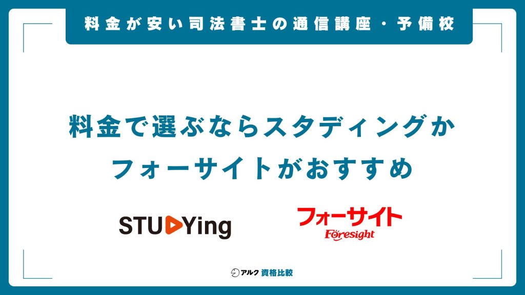 司法書士通信講座・予備校を費用で比較