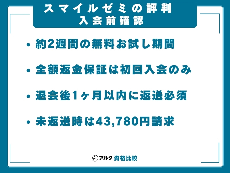 スマイルゼミ 入会前確認