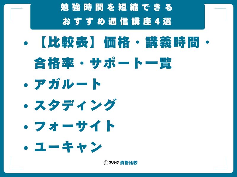 勉強時間を短縮できるおすすめ通信講座4選【2026年比較】
