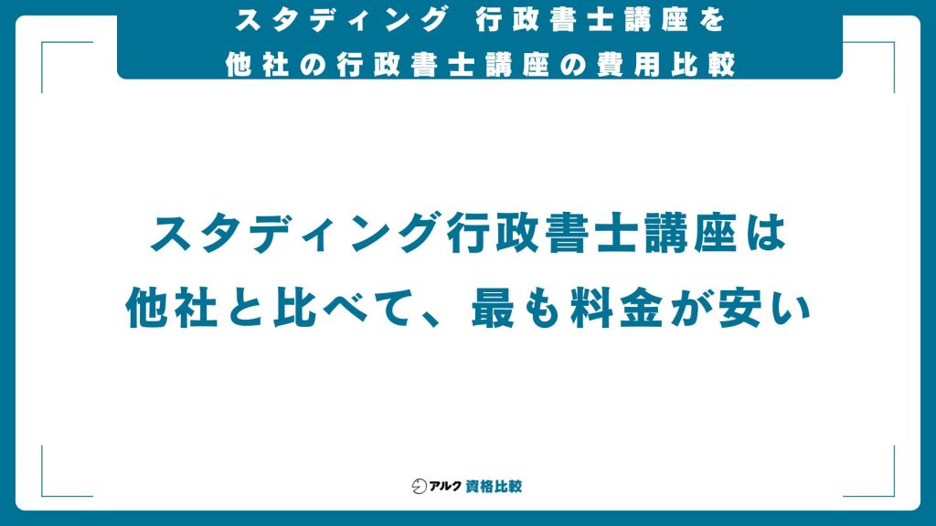 スタディング行政書士講座と他社の受講費用の比較