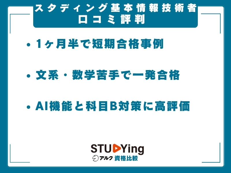 スタディング 基本情報技術者 口コミ