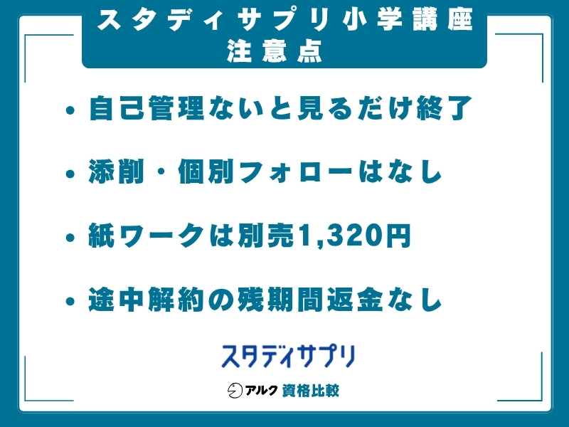スタディサプリ小学講座 注意点