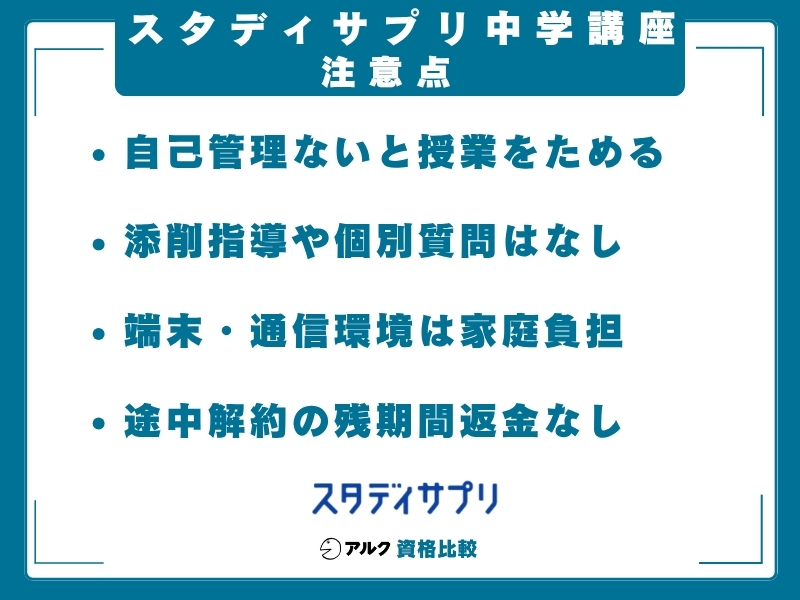 スタディサプリ 中学講座 注意点