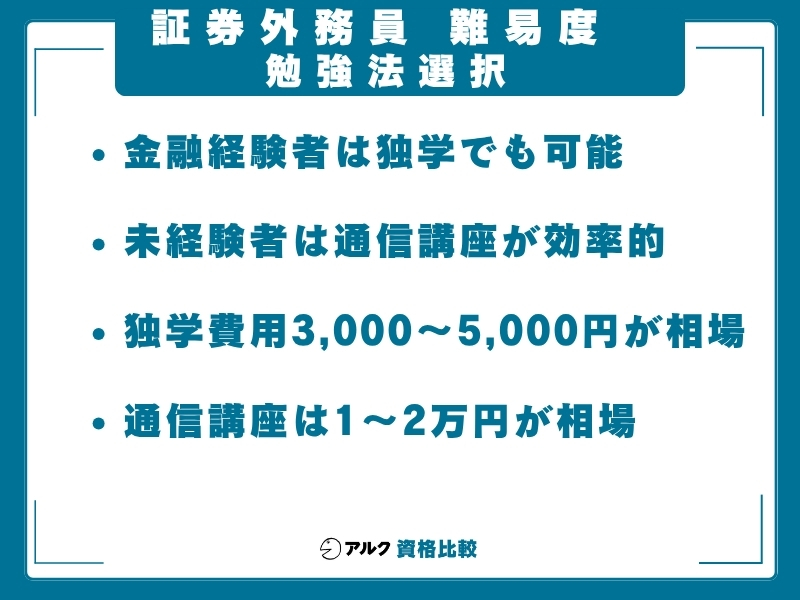 証券外務員 難易度 勉強法選択