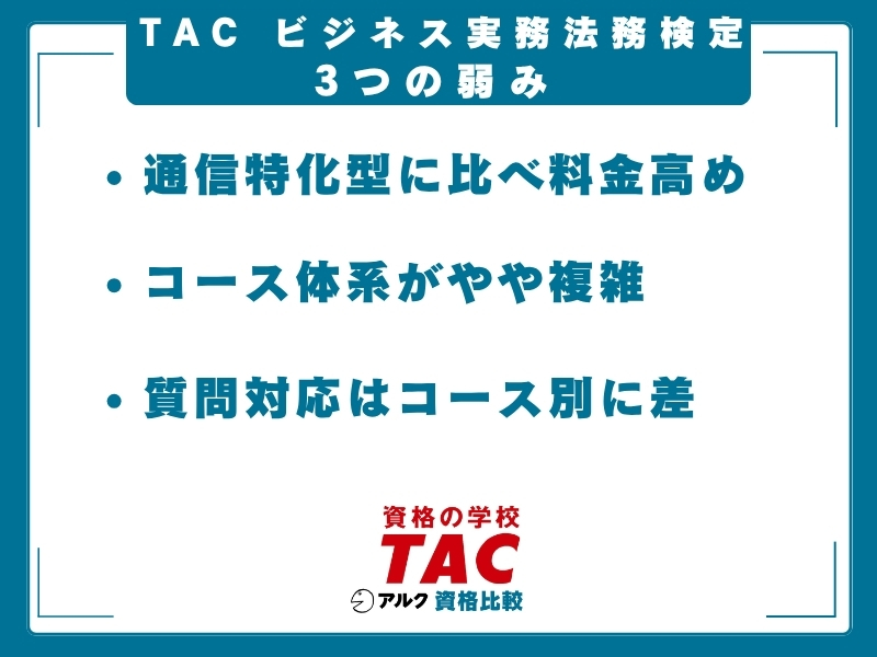 TAC ビジ法 弱み
