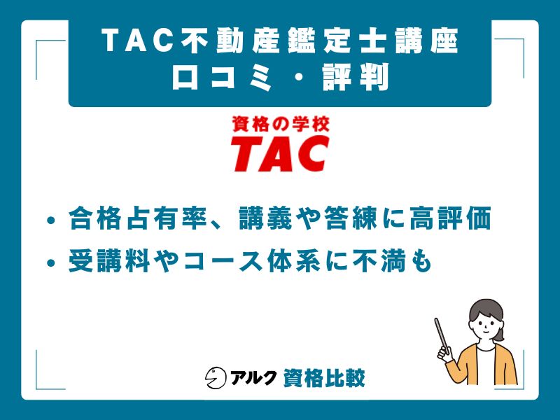 TAC不動産鑑定士講座の口コミ・評判【2026年最新】