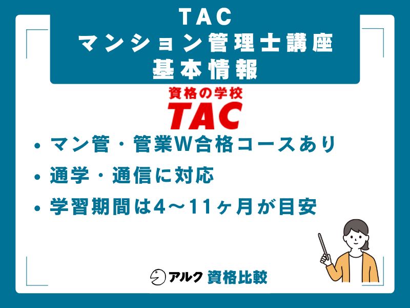TAC マンション管理士/管理業務主任者講座の基本情報